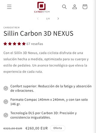 Sillín Carbon 3D Nexus 140mm