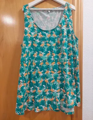 Camiseta tirantes flamencos y hojas
