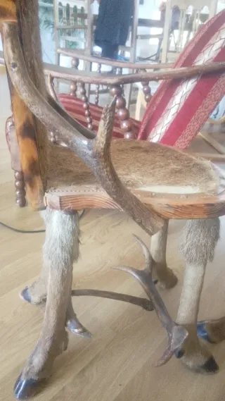 Sedia in pelle e legno