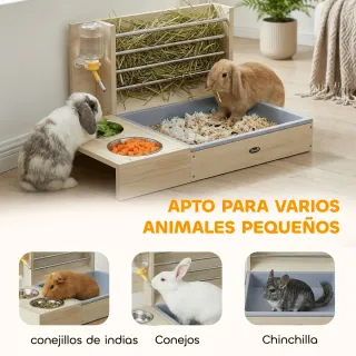 Comedero Heno Conejos con Bandeja y Bebedero
