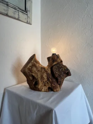 Lámpara artesanal tronco de olivo