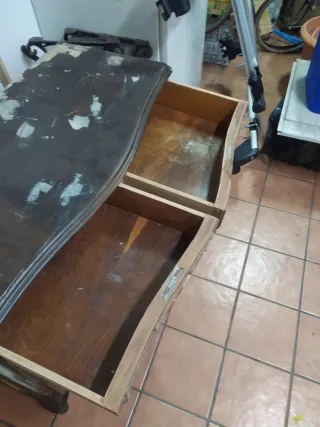 Mueble tocador antiguo madera y espejo