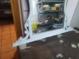 Mueble tocador antiguo madera y espejo