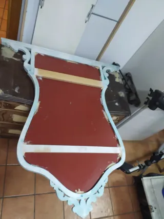 Mueble tocador antiguo madera y espejo
