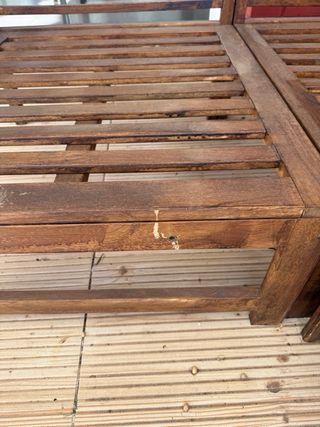 Conjunto Muebles Jardín Madera y Tela Beige