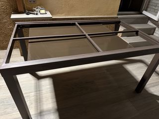 Mesa extensible Málaga cristal y metal