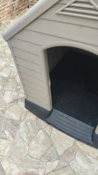 Caseta Perro Grande Beige/Gris