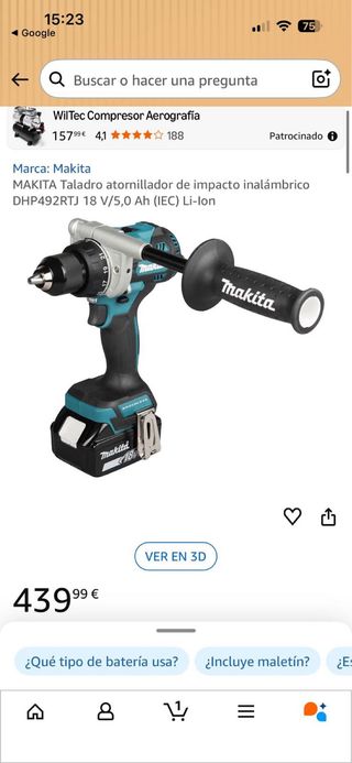 Taladro Makita DHP492RTJ 18V
