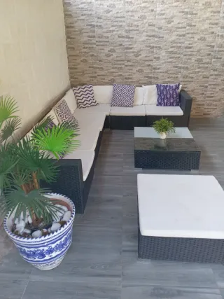 Conjunto Sofá y Mesa Ratán Exterior