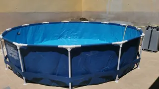 Piscina desmontable azul y blanca
