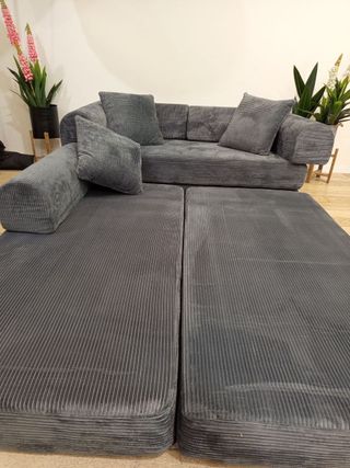 Sofá Cama modular Chaise Longue - 270cm Pana Gris