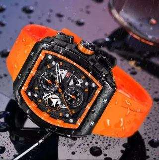 Reloj Mini Focus Hombre Negro Naranja