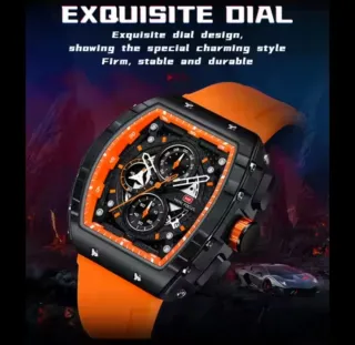 Reloj Mini Focus Hombre Negro Naranja