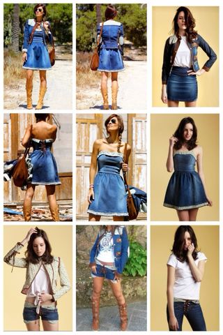 Chaqueta denim combinada con detalles florales