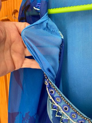 Kaftán forrado azul estampado