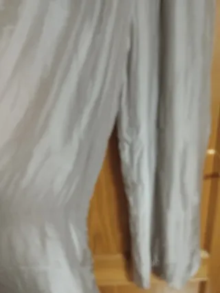 Pantalón ancho fluido mujer beige