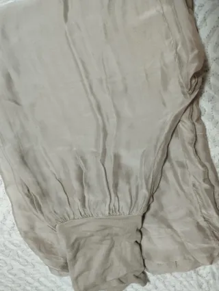 Pantalón ancho fluido mujer beige