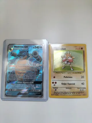 Cartas Pokémon Blastoise GX y Hitmonchan