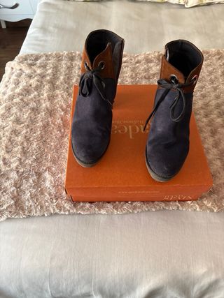 Botines Gadea Piel Azul y Marrón