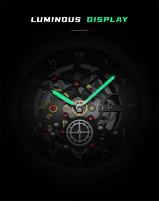 Reloj LIGE Hombre Esqueleto Plata Negro