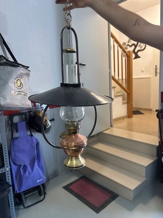 Lámpara colgante metal y cristal