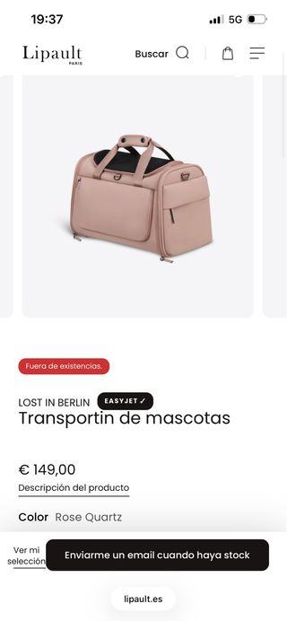 Bolso transportín Lipault paris para mascotas