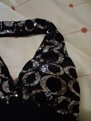 Top fiesta lentejuelas halter negro