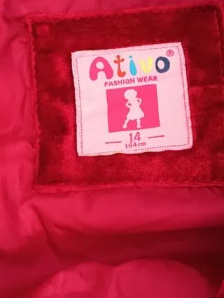 Abrigo Terciopelo Rojo ATIVO Talla 14