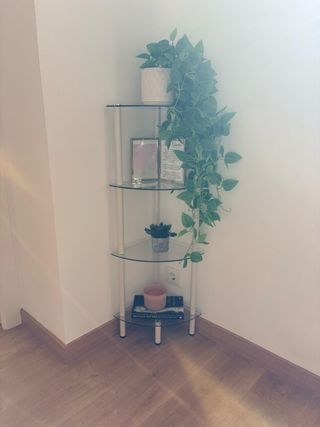 Estantería Esquinera Cristal y Metal