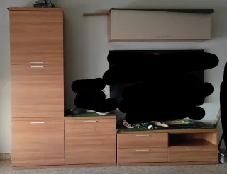 Mueble de salón modular madera.