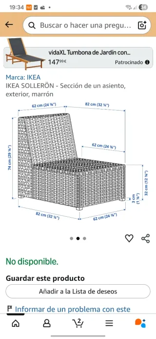 Conjunto Sofá Exterior IKEA Solleron