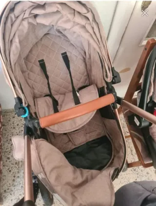 Cochecito Bebé 3 en 1 Lujo Oro Rosa