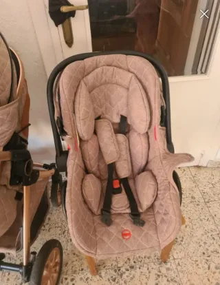 Cochecito Bebé 3 en 1 Lujo Oro Rosa