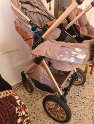 Cochecito Bebé 3 en 1 Lujo Oro Rosa