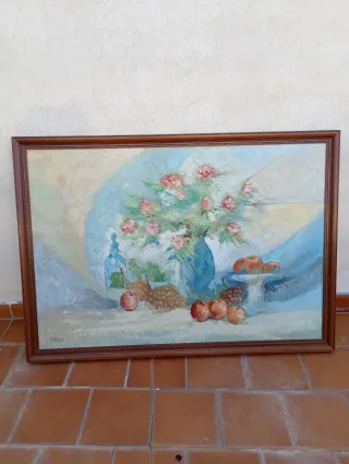 Cuadro Bodegón Flores y Frutas