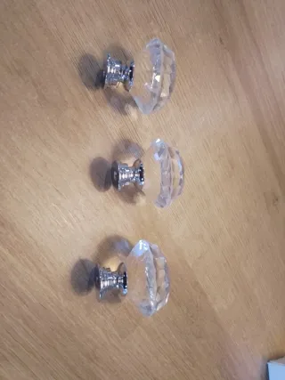 Tiradores Cristal y Plata,            3 uds.