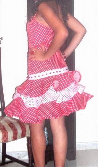 Traje Flamenca Gitana Rojo Lunares