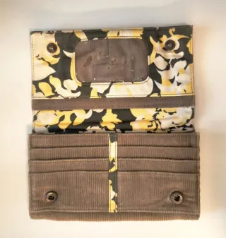 Cartera monedero grande de pana Roxy beige