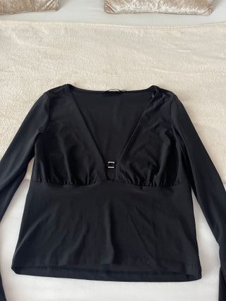 Camiseta negra manga larga mujer