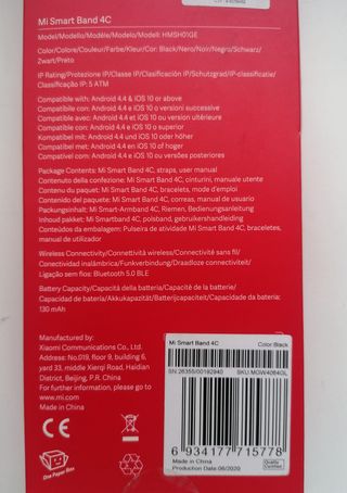 Xiaomi Mi Smart Band 4C Negra