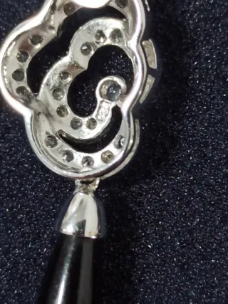 Pendientes Plata 925 con Gota Negra