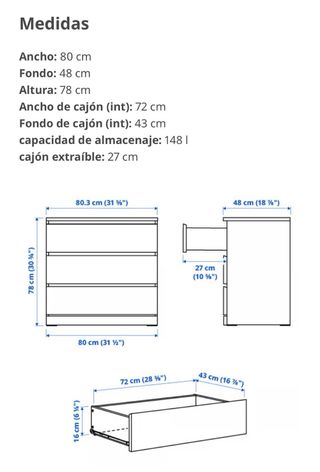 Cajonera Ikea 3 cajones