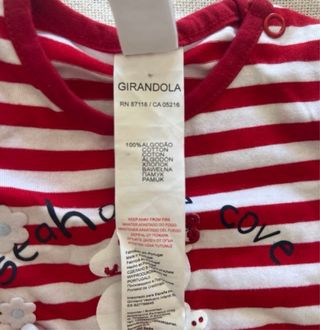 T-shirt bebé riscas vermelhas com cavalo-mar