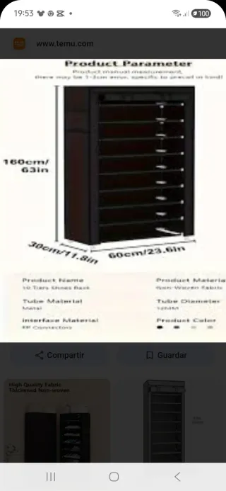 Armario organizador de tela blanco.