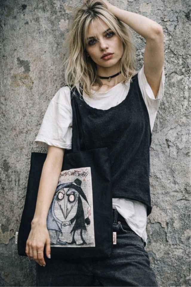 Bolso Tote Negro Arte Hecho a Mano