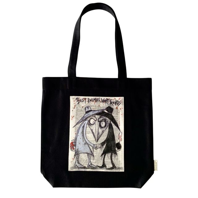 Bolso Tote Negro Arte Hecho a Mano