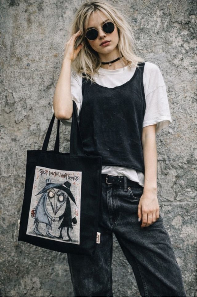 Bolso Tote Negro Arte Hecho a Mano
