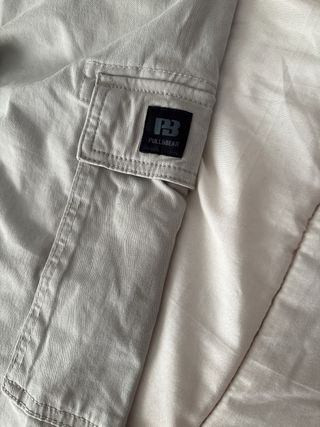 Pantalones cargo beige con cordón(XS) Pull&Bear