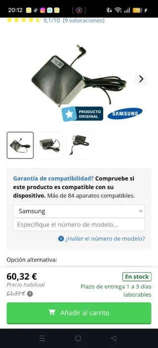 Fuente Alimentación Samsung Odyssey G5 48Wy cables
