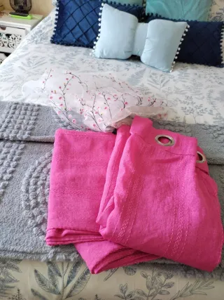 2 Paños Cortina Fucsia 140x260